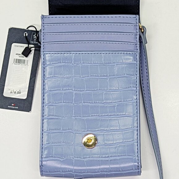 Tommy Hilfiger Julia Phone Crossbody Crocodile Blue Stone (MSRP $78) - Picture 7 of 9
